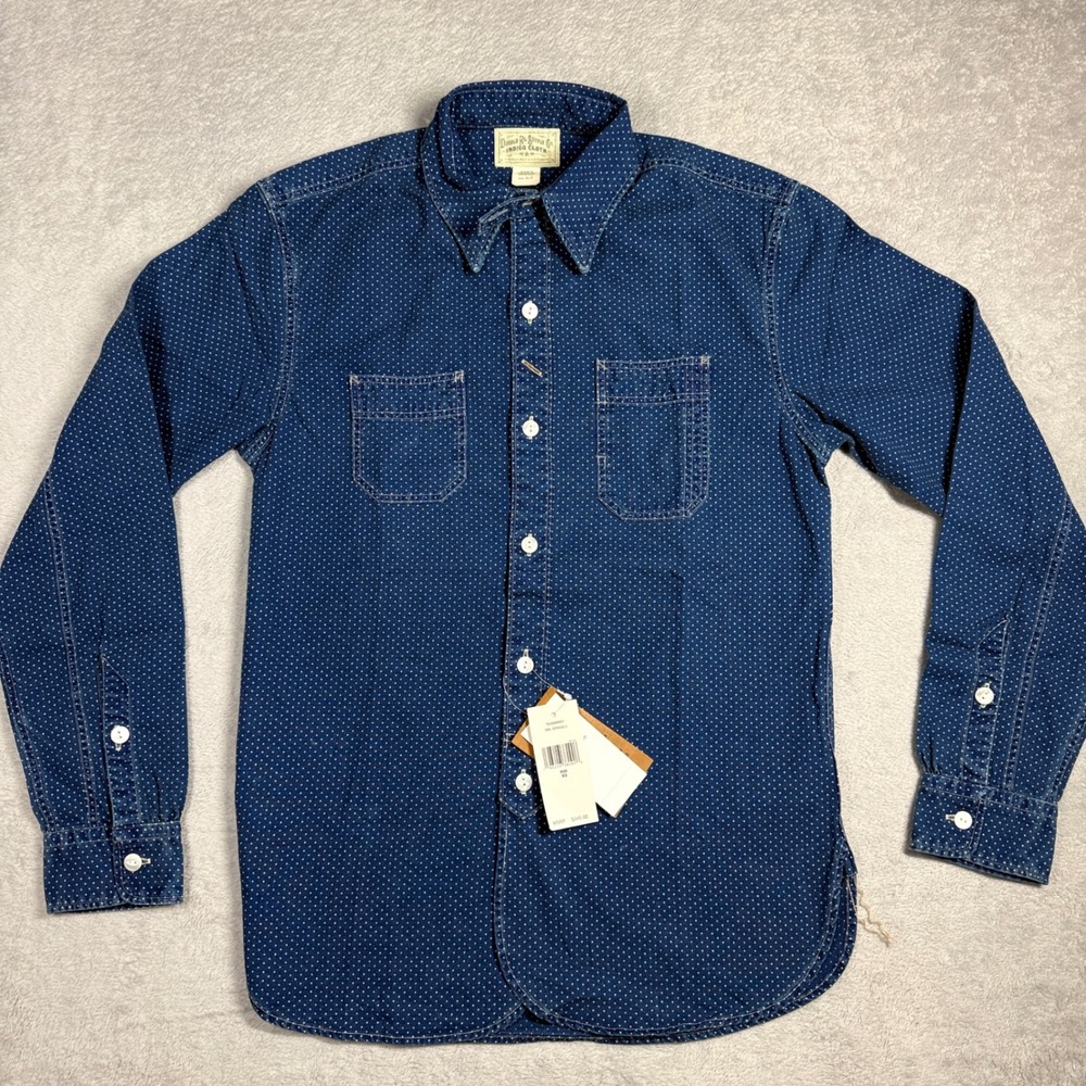 Double RL Indigo Cloth Shirt Mens XS Blue Polka Dot Workwear Button Down RRL - Picture 5 of 11